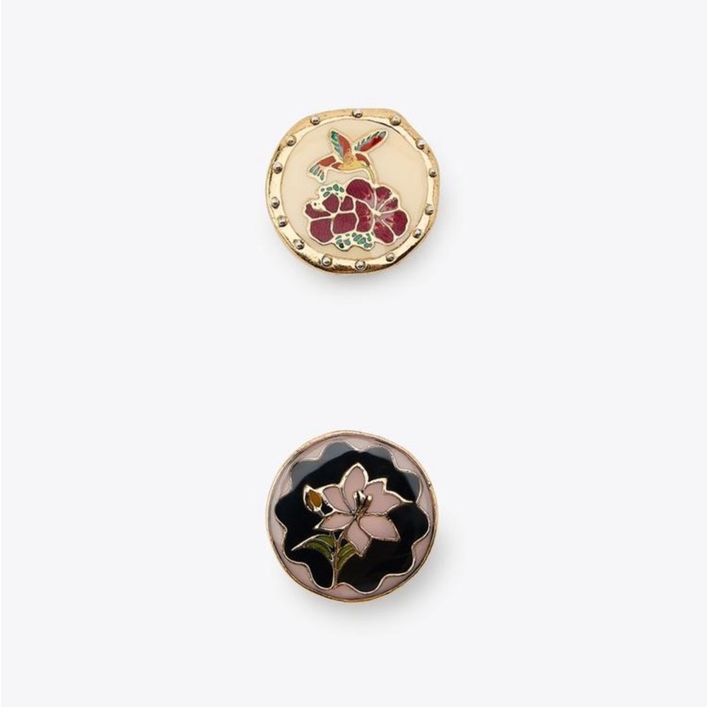 NWT Zara 2-Pack Floral Resin Enamel Rings